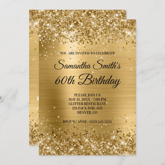 Glitter Brushed Folie Monogram 60e verjaardag Kaart (Voorkant / Achterkant)