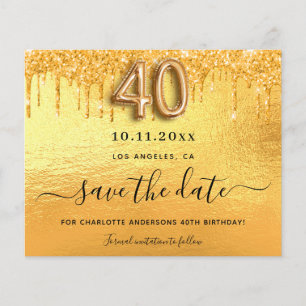 Glitter budget voor 40e verjaardag, behalve datum flyer