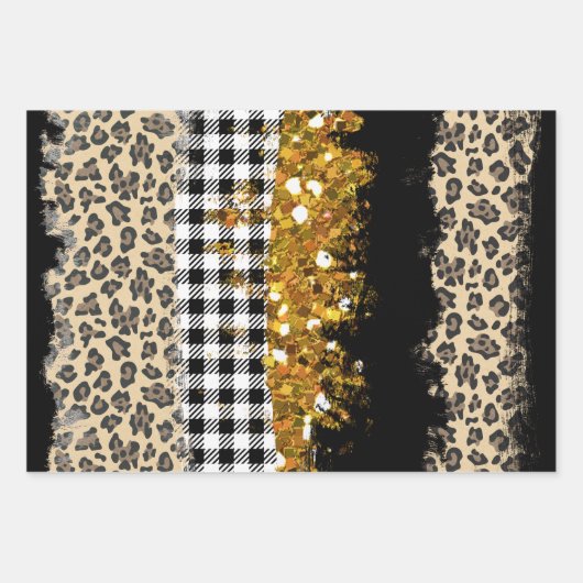 Glitter Buffalo Pset Leopard Inpakpapier Vel (Voorkant)