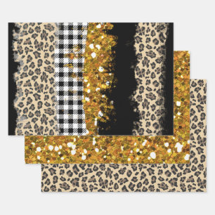 Glitter Buffalo Pset Leopard Inpakpapier Vel
