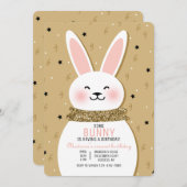 Glitter Bunny Uitnodiging (Voorkant / Achterkant)