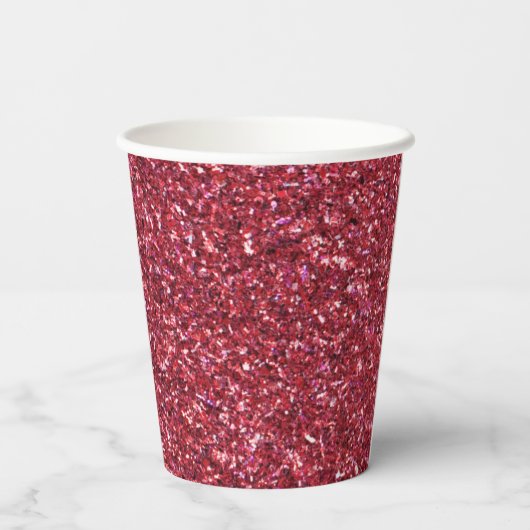 Glitter Burgundy Wine Sparkle Vrijgezellenfeest Papieren Bekers (Achterkant)