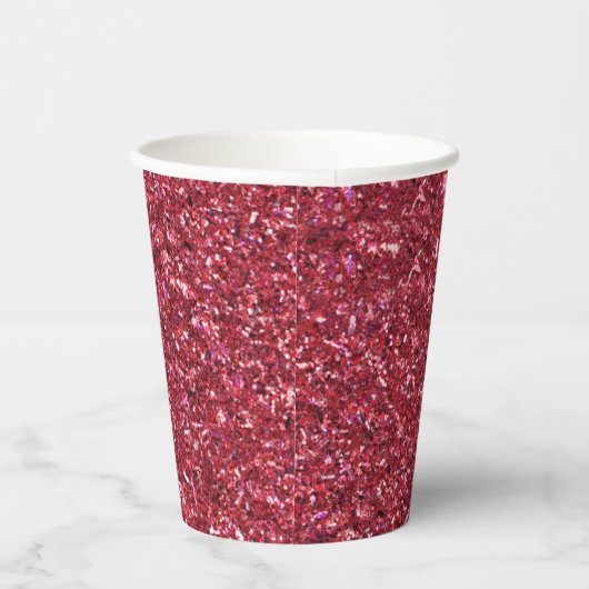 Glitter Burgundy Wine Sparkle Vrijgezellenfeest Papieren Bekers (Rechts)