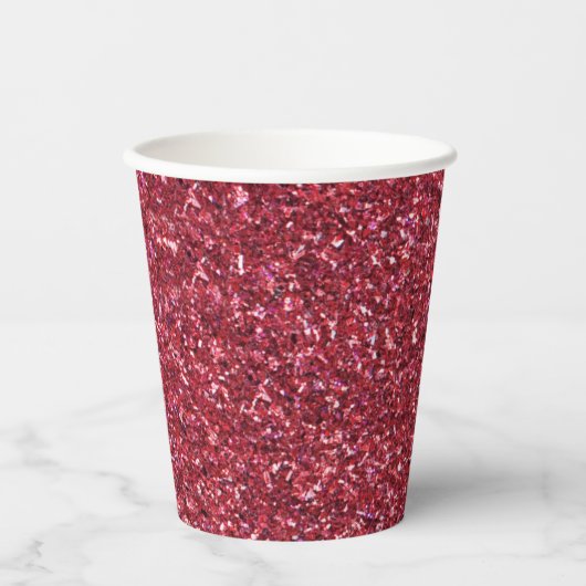 Glitter Burgundy Wine Sparkle Vrijgezellenfeest Papieren Bekers (Voorkant)