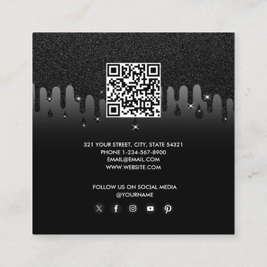 Glitter Business Verwijs een vriend Verwijzing Kaa Vierkante Visitekaartje (Achterkant)