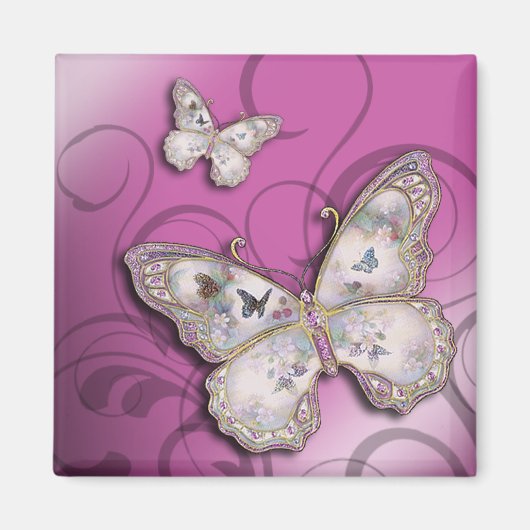 "Glitter Butterflies" (lila) van Cheryl Daniels Magneet (Voorkant)