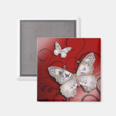 "Glitter Butterflies" (rood) van Cheryl Daniels Magneet (Voorkant / Achterkant)