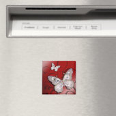 "Glitter Butterflies" (rood) van Cheryl Daniels Magneet (Insitu (Vaatwasser))