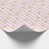 Glitter Butterflies roze Stripes Girly Cadeaupapier (Hoek)