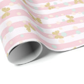 Glitter Butterflies roze Stripes Girly Cadeaupapier (Rol Hoek)