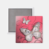 "Glitter Butterflies" (roze) van Cheryl Daniels Magneet (Voorkant / Achterkant)