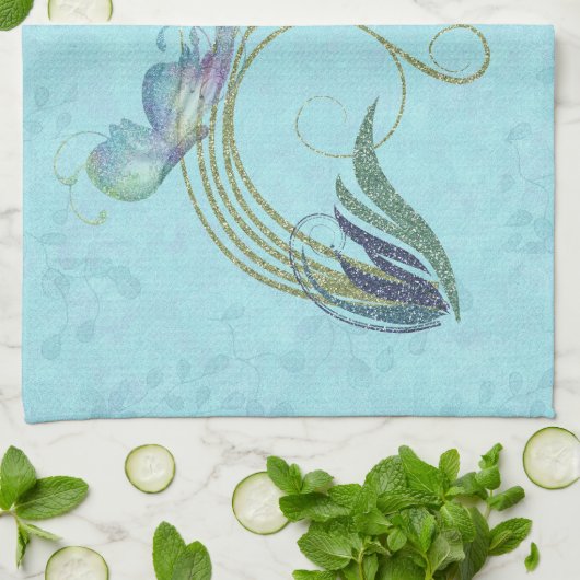 Glitter Butterflies Theedoek (Gevouwen)