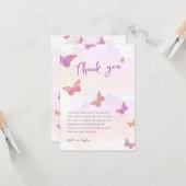 Glitter Butterflies Vrijgezellenfeest Dank u Kaart (Voorkant / Achterkant in situ)