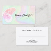 Glitter Butterfly Holographic Salon Appointment Afsprakenkaartje (Voorkant / Achterkant)
