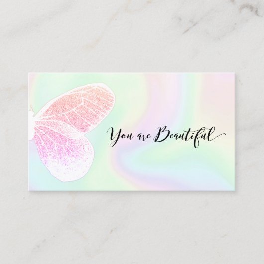 Glitter Butterfly Holographic Salon Appointment Afsprakenkaartje (Voorkant)