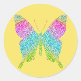 Glitter Butterfly -Kies uw achtergrondkleur! Ronde Sticker