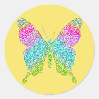 Glitter Butterfly -Kies uw achtergrondkleur! Ronde Sticker
