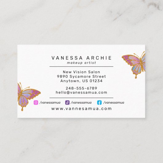 Glitter Butterfly Logo Visitekaartje (Achterkant)