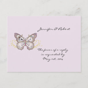Glitter Butterfly op Lavendel RSVP Briefkaart