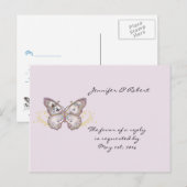 Glitter Butterfly op Lavendel RSVP Briefkaart (Voorkant / Achterkant)