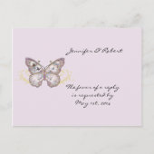 Glitter Butterfly op Lavendel RSVP Briefkaart (Voorkant)