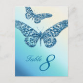 Glitter Butterfly Table Nummer Briefkaart Blauw (Voorkant)