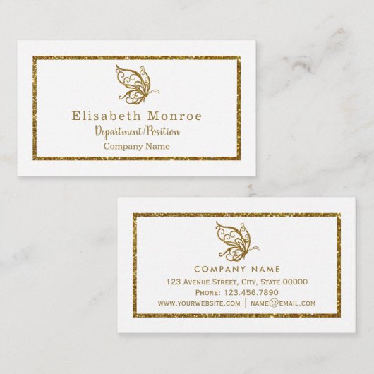 Glitter Butterfly Visitekaartje (Voorkant / Achterkant)