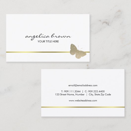 Glitter Butterfly Visitekaartje (Voorkant / Achterkant)