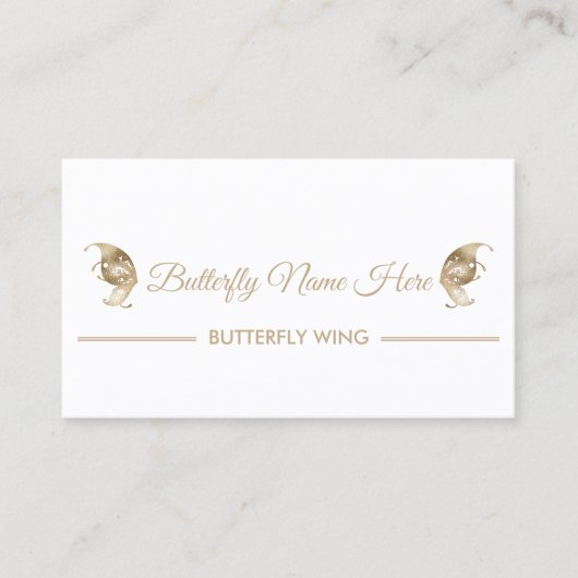 Glitter Butterfly Wings Swirl Decor Gold Visitekaartje (Voorkant)