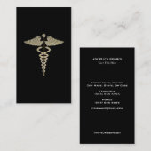 Glitter Caduceus Symbol Visitekaartje (Voorkant / Achterkant)