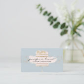 Glitter Cake Floral Blush Blue Visitekaartje (Staand voorkant)