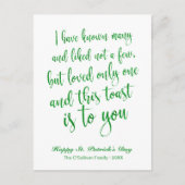 Glitter Calligraphy Ierse Toast St. Patrick's Day Briefkaart (Voorkant)