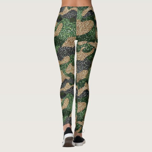 Glitter Camo Pattern – Sparkling Military-Inspired Leggings (Achterkant)