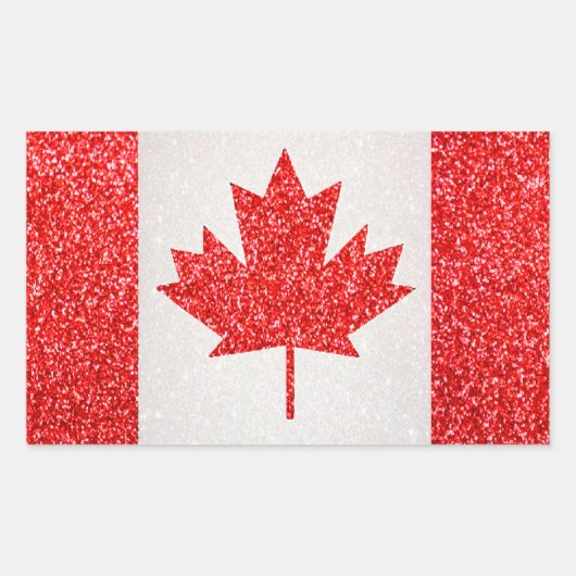 Glitter Canada vlag rechthoek stickers (Voorkant)