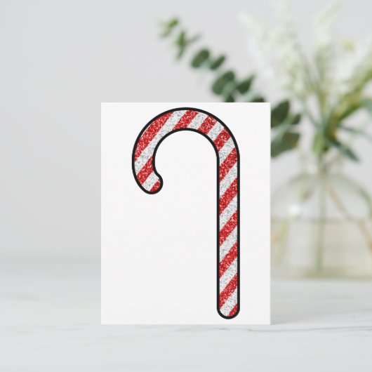 Glitter Candy Cane Briefkaart (Staand voorkant)