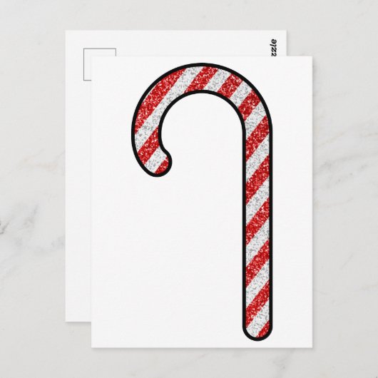 Glitter Candy Cane Briefkaart (Voorkant / Achterkant)