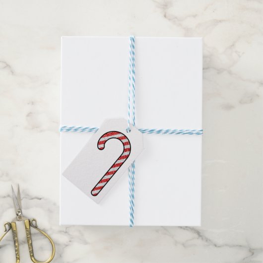 Glitter Candy Cane Cadeaulabel (Met Touw)
