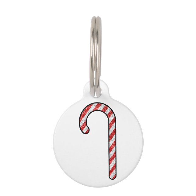 Glitter Candy Cane Huisdierpenning (Voorkant)