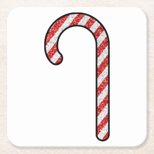 Glitter Candy Cane Kartonnen Onderzetters