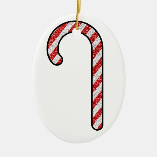 Glitter Candy Cane Keramisch Ornament (Voorkant)