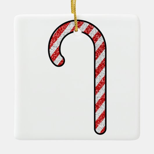 Glitter Candy Cane Keramisch Ornament (Voorkant)