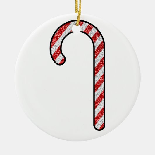 Glitter Candy Cane Keramisch Ornament (Voorkant)