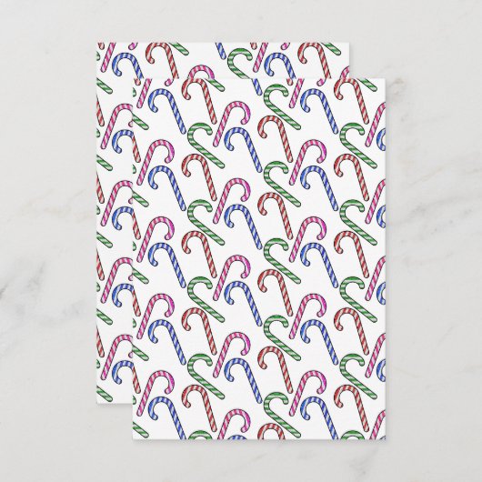 Glitter Candy Cane Patroon Bedankkaart (Voorkant / Achterkant)