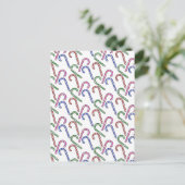 Glitter Candy Cane Patroon Briefkaart (Staand voorkant)