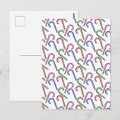Glitter Candy Cane Patroon Briefkaart (Voorkant / Achterkant)