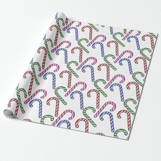 Glitter Candy Cane Patroon Cadeaupapier (Uitgerold)