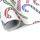 Glitter Candy Cane Patroon Cadeaupapier (Rol Hoek)
