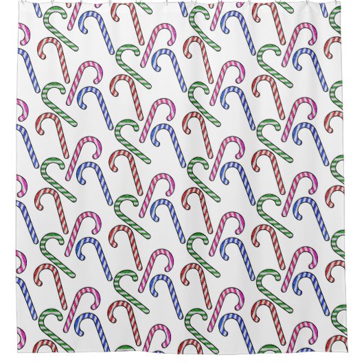 Glitter Candy Cane Patroon Douchegordijn (Voorkant)