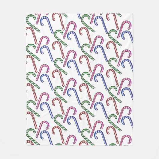 Glitter Candy Cane Patroon Fleece Deken (Voorkant)
