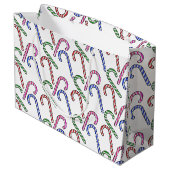 Glitter Candy Cane Patroon Groot Cadeauzakje (Achterkant Gekanteld)